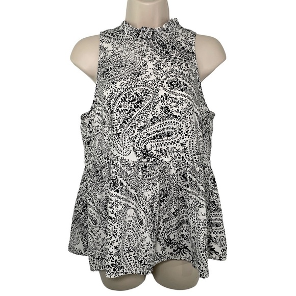 Nwt Andree by Unit Babydoll Sleeveless Blouse High Neckline Tie-Back Closure - Picture 4 of 10